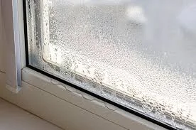 Condensation on interior window glass showing high indoor humidity and cold glazing