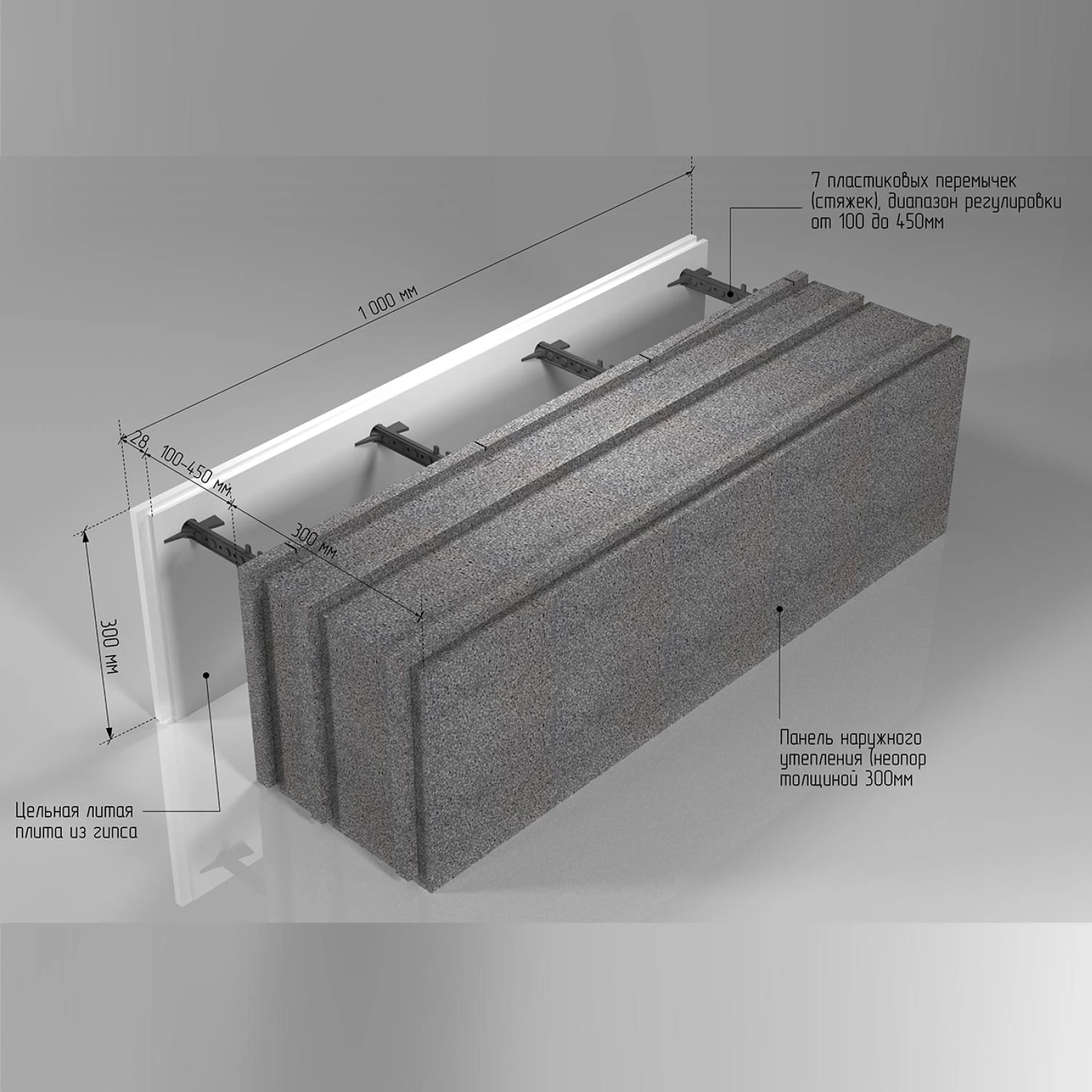 300 mm Passive House Block insulation layer technical diagram