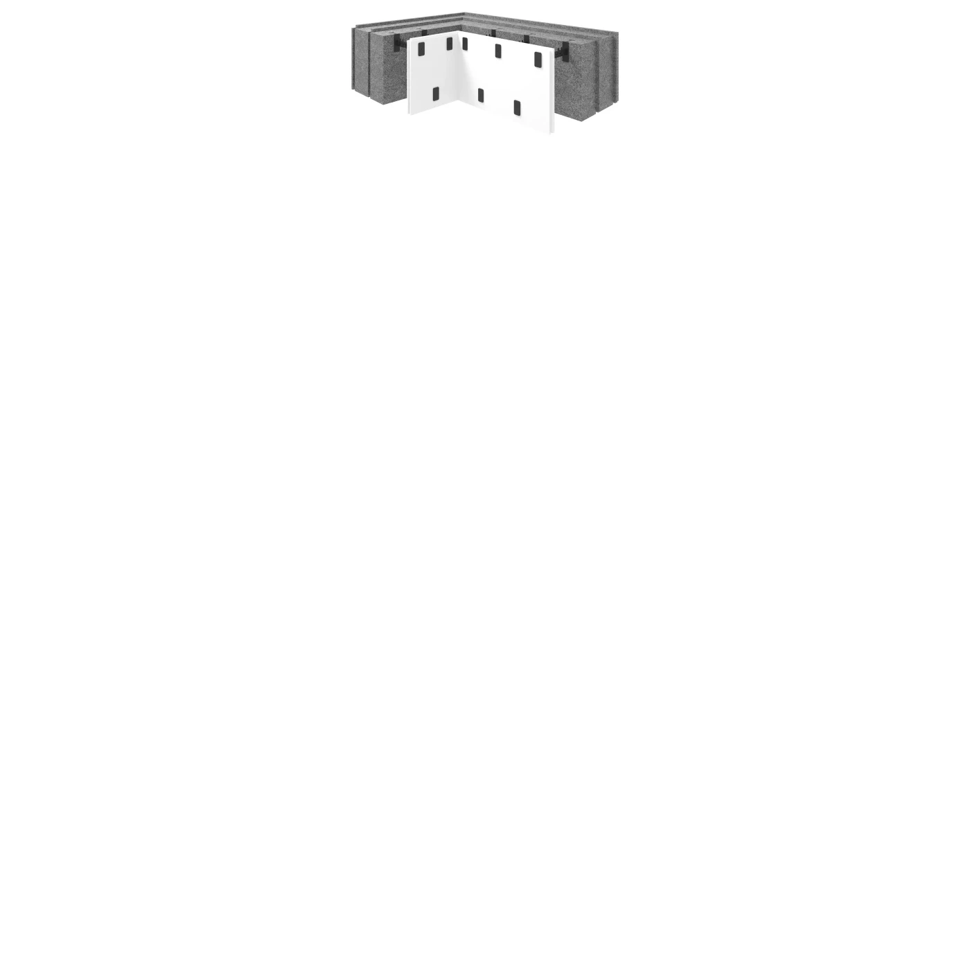 Passive House Block corner assembly with gypsum formwork
